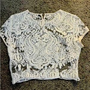Zara crochet and sequins cropped blouse